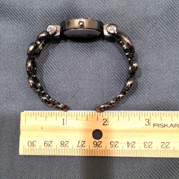 Studio Time Gun Metal Adjustable Cuff Watch with Rhinestone Embellishmen… - Picture 6 of 8